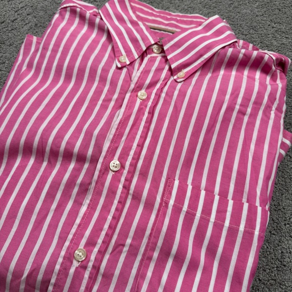 Bill Khakis Men's Large Long Sleeve Button Down Pink Stripe Shirt - Picture 1 of 5